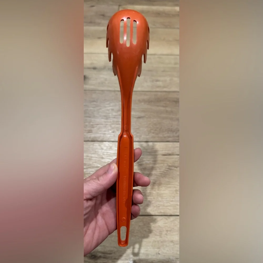 Vintage EKCO Orange Plastic Pasta‎ Serving Spoon